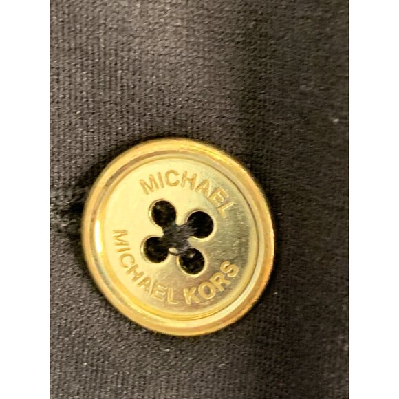 Michael Kors Womens Scrunch Sleeve Black Blazer L 3/4 Sleeve Gold RJ10618 - Picture 8 of 9